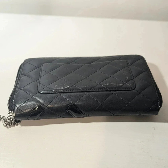 Authentic Chanel Cambon Long Wallet Black Leather with Hot Pink Interior - Picture 15 of 15